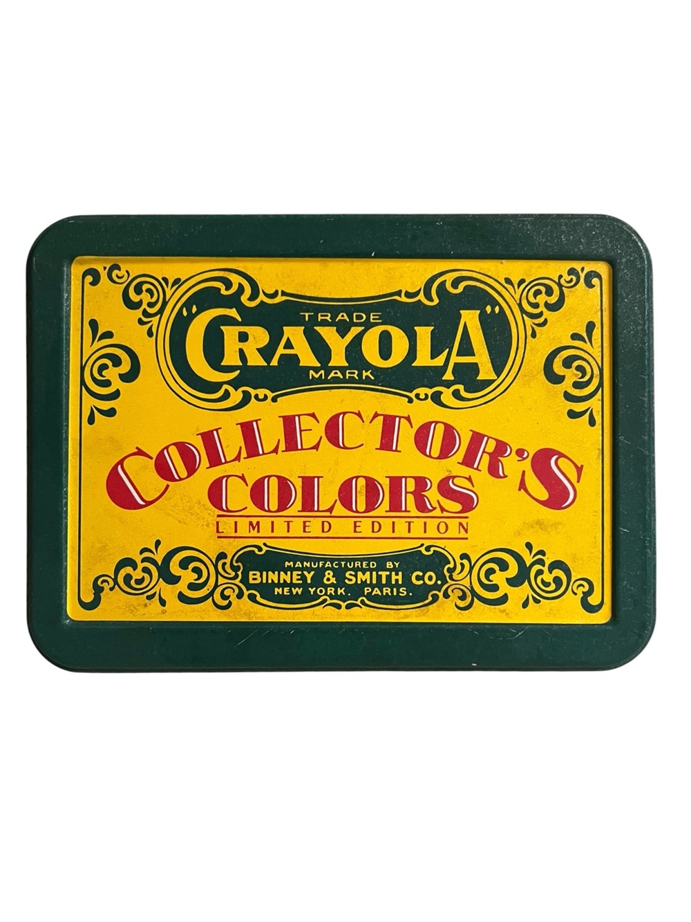 Vtg 1990 Crayola Crayon Collectors Colors Limited Edition Tin W/ Retired Crayons